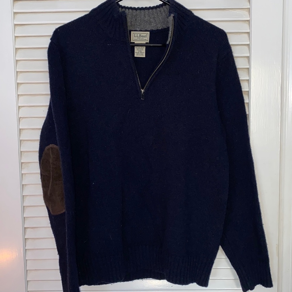 LL Bean Quarter Zip Sweater with Elbow Pads NWOT
